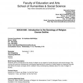 SOCA1030 Course Outline, Semester 2, 2010