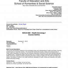 SOCA1200 Course Outline, Semester 2, 2010