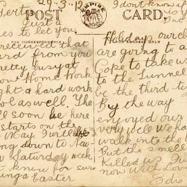 Postcard from Edie Kelly to Miss Gertie Alder, 29th March 1912