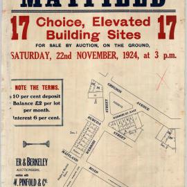 Mayfield Subdivision, Saturday 22 November 1924