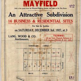 Mayfield, An Attractive Subdivision, Saturday, December 3rd [1927].