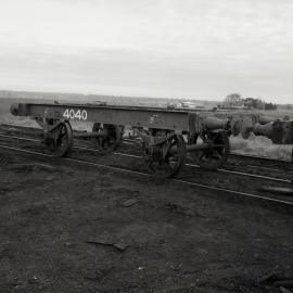 Waggon B 4040 frame after scrapping, June 1988, Richmond Vale Railway, NSW
