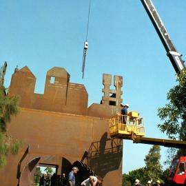 Construction of "The Muster Point", a sculpture by Julie Squires & employees, BHP Newcastle, September 1999