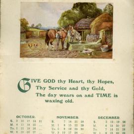 Calendar, 1920, October-December