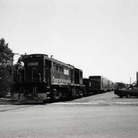 48148 and Victorian Railways MET set, arriving Morandoo Siding, 9 December 1991