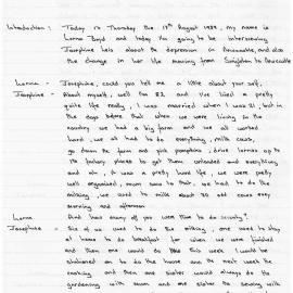 A6963(vi)_Leis - Interview log : The Depression Years - Josephine Leis - 17 August 1989
