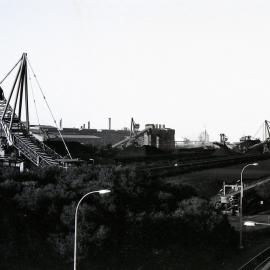 Looking and the stackers and reclaimers at Port Waratah.