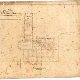 Plan of Residence for B. W. Levy Esq. Ground Plan No. 1 of 6 (Cintra House). 11 May 1878 [Linen Copy] 