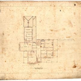 Plan of Residence for B.W. Levy Esq. First Floor Plan. No. 2 of 6. 11 May 1878. (Cintra House) [Linen Copy]