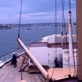 P & O Arcadia entering into Hunter River at Nobby's Lighthouse, Newcastle, NSW, 20 October 1975