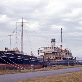 PTC Leyland OPS2-1 2597, tour, steelworks wharf, ship William J McKell, Port of Newcastle, 5 August 1973