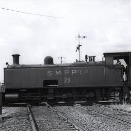 S.M.R. 23 [crossing NSWGR] last test weigh, 25 October 1973, Hexham Exchange Sidings