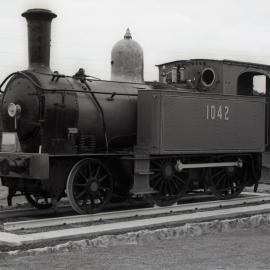 Preserved locomotive No. 1042, Cardiff Locomotive Workshop, October 1972, NSWGR