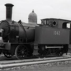 Preserved locomotive No. 1042, Cardiff Locomotive Workshop, October 1972, NSWGR