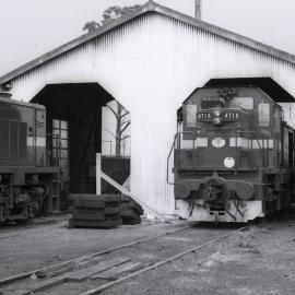 4718 awaiting workshop attention, Cardiff  Locomotive Workshop, October 1972, NSWGR