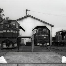 4714  and 4718 awaiting workshop attention, October 1972, Cardiff  Locomotive Workshop, NSWGR