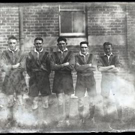 Six rugby players, [1930s] 