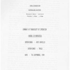A6965(vii)_Toula - Interview log : Greek Community in Newcastle - "Toula" - 7 Sept 1989