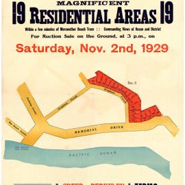 Newcastle Heights (Bar Beach) subdivision plan, Saturday November 2 1929.