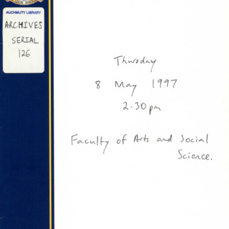 Ceremony for the conferring of awards : 2.30 PM Thursday May 8, 1997