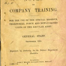 Notes on company training, Australian Army, 1914