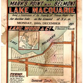 Marks Point - Lake Macquarie, Freehold Estate, 26th December 1921.