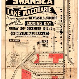 Milray Estate Subdivision Plan, Swansea, Lake Macquarie, Boxing Day Friday 26th December, 1913.