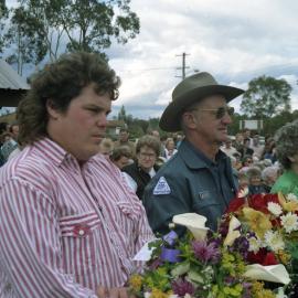 Crowd at the unveiling of the Bellbird Disaster Memorial by Mrs Dallas Hayden, wife of the Governor General, Bill Hayden, Bellbird Miners Memorial Park, NSW, 1 September 1990