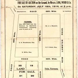 New Lambton Heights Subdivision Plan, Saturday July 18th, 1914