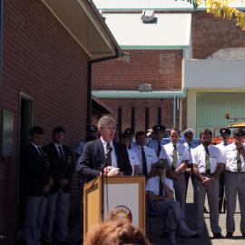 Allan Walsh, Member for Maitland speaking at the Opening of the Kurri Kurri Rescue Squad building, 24 November 1990