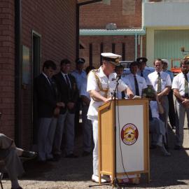 Rear Admiral Peter Sinclair, A.O. opening the Kurri Kurri Rescue Squad building, 24 November 1990