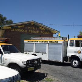 Rescue vehicles at the opening of the Kurri Kurri Rescue Squad building, 24 November 1990