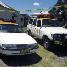 Rescue vehicles at the opening of the Kurri Kurri Rescue Squad building, 24 November 1990