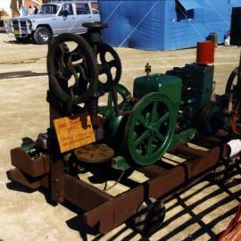 Hand powered drill, mainly used on farms and blacksmiths' shops - Steamfest, Maitland Station, Maitland, NSW, April 1990
