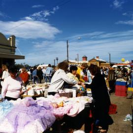 Market stalls at Steamfest, Maitland, NSW, April 1990