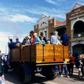 Procession during Steamfest, High Street, Maitland, NSW, April 1990
