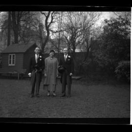 William Keith Myers [far left] with unidentified people, From a folder titled 'Loch Earn District, Scotland Spring 1937'