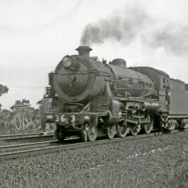 NSWGR C36 Class 4-6-0 Type Express Passenger Locomotive hauling fast goods train near Wyee, [1930s]