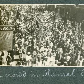 A crowd in Kamel Street, Alexandria, Egypt, World War I