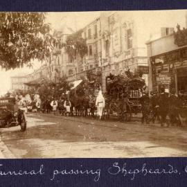 Funeral passing Shepheard's, Cairo