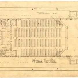 Design plans for a theatre in Union St, Newcastle for Robert Hollyford. Ground floor plan