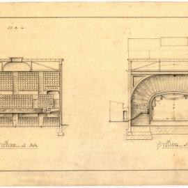 Design plans for a theatre in Union St, Newcastle for Robert Hollyford