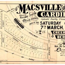 Plan of Macsville Subdivision, Cardiff, 7 March 1914