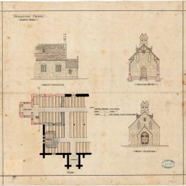 North Elevation. Section A-B. West Elevation : [All Saints Anglican Church, Singleton]  Plan, NSW, [1880s]