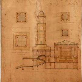City of Newcastle New Town Hall : Side elevation, Section B-B, [1925]