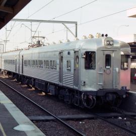 State Rail Authority U-Class Electric Multiple Unit at number one platform, Broadmeadow, NSW.