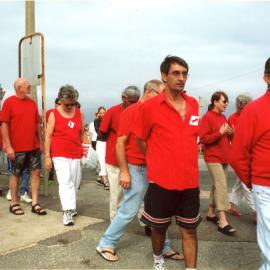 Giant red ribbon for World AIDS Day Newcastle Beach