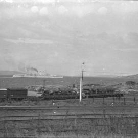 County class cruiser, possibly HMAS Australia or HMAS Canberra. Derwent River, Hobart. 1930 or later.