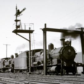 NSWGR D50 and D53 hauling freight train, possibly at Hawkesbury River, [n.d.]