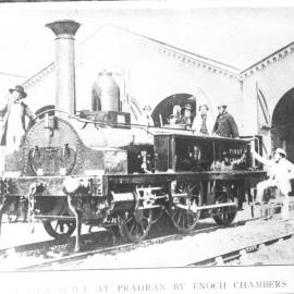 2-4-0T locomotive, "First Victorian" on side of cab, [Prahran, c.1854]